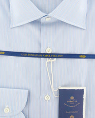 Luigi Borrelli Light Blue Striped Shirt - (EV0610574GIANNI) - Parent