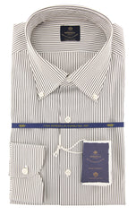 Luigi Borrelli Brown Striped Shirt - Extra Slim - 18/45 - (RC209200PT1)