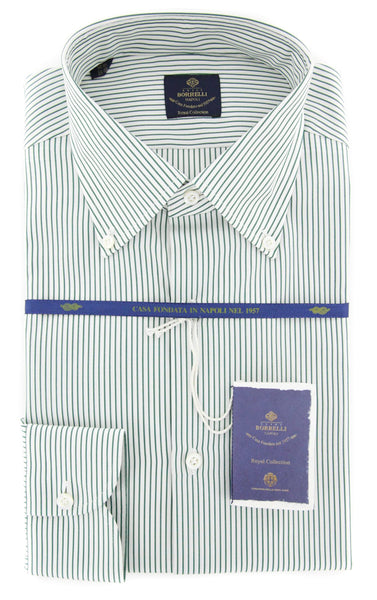 Luigi Borrelli Green Striped Shirt - (EV0628850STEFANO) - Parent