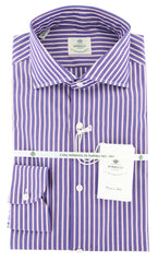 Luigi Borrelli Blue Striped Shirt - Extra Slim - 15.75/40 - (72LB1608)