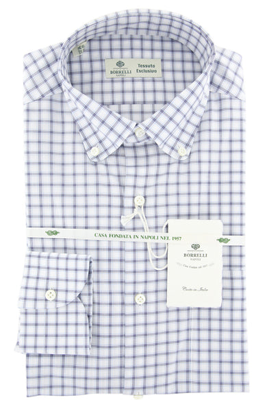 Luigi Borrelli Navy Blue Check Shirt - Extra Slim - (EV08GI) - Parent