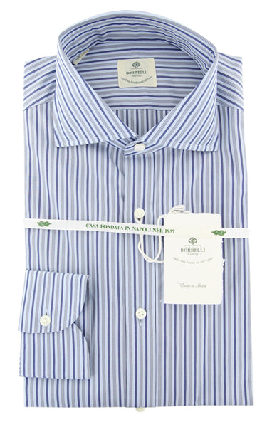 Luigi Borrelli Light Blue Striped Shirt - X Slim - (EV1823375NANPT1) - Parent