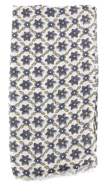 Luigi Borrelli Beige Floral Long Scarf - 26" x 76" - (FI120301)