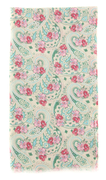 Luigi Borrelli Beige Floral Long Scarf - 26" x 76" - (FI120323)
