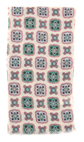 Luigi Borrelli Beige Floral Long Scarf - 26" x 76" - (FI120354)