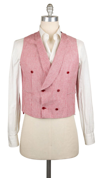 Luigi Borrelli Red Wool Micro-Houndstooth Vest - (LBVEST170240) - Parent