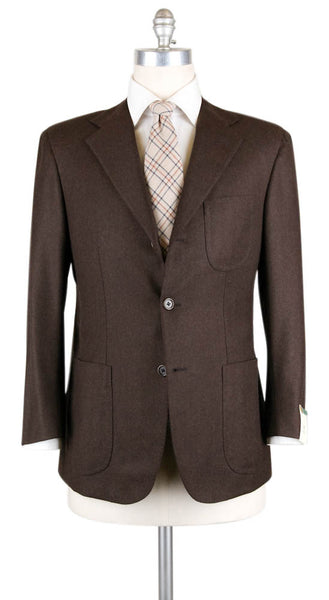 Luigi Borrelli Brown Solid Suit - 40/50 - (NERANO2958)