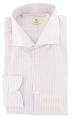 Luigi Borrelli Lavender Purple Striped Cotton Shirt - Extra Slim 17/43 (30)