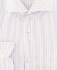 Luigi Borrelli Lavender Purple Striped Cotton Shirt - Extra Slim (30) - Parent