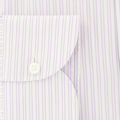 Luigi Borrelli Lavender Purple Striped Cotton Shirt - Extra Slim (30) - Parent