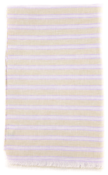 Luigi Borrelli Beige Striped Long Scarf - 27" x 62" - (LBSS1289)