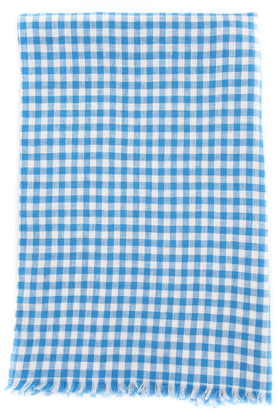 Luigi Borrelli Blue Check Long Scarf - 64" x 26" - (LBSS1266)