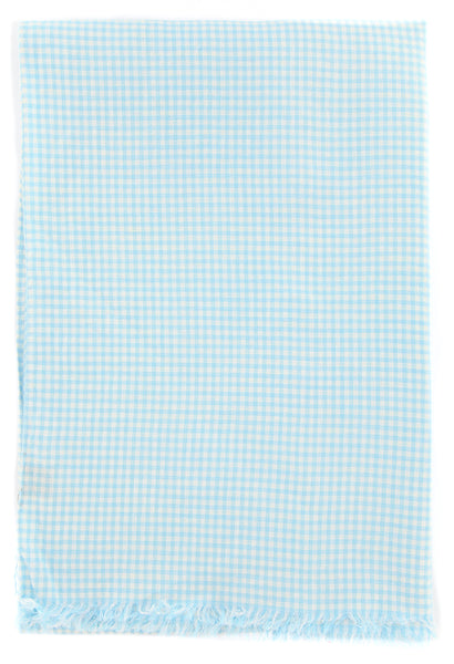 Luigi Borrelli Light Blue Check Long Scarf - 27" x 58" - (LBSS1255)