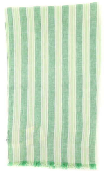 Luigi Borrelli Green Striped Long Scarf - 70" x 27" - (LBSS12153)