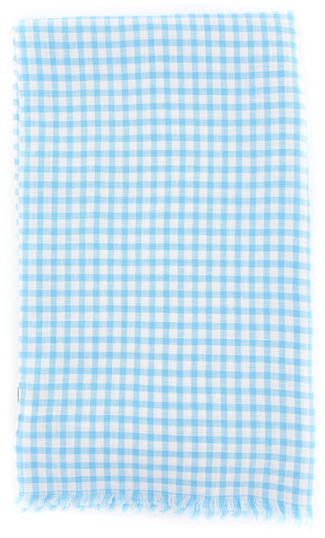 Luigi Borrelli Light Blue Check Long Scarf - 66" x 26" - (LBSS1243)