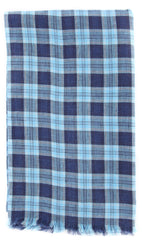Luigi Borrelli Light Blue Plaid Long Scarf - 62" x 27" - (LBSS1241)