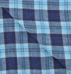 Luigi Borrelli Light Blue Plaid Long Scarf - 62" x 27" - (LBSS1241)