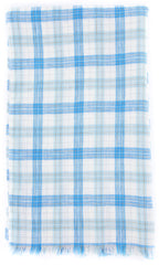 Luigi Borrelli Light Blue Plaid Long Scarf - 70" x 27" - (LBSS1247)