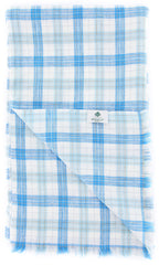 Luigi Borrelli Light Blue Plaid Long Scarf - 70" x 27" - (LBSS1247)