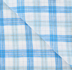 Luigi Borrelli Light Blue Plaid Long Scarf - 70" x 27" - (LBSS1247)