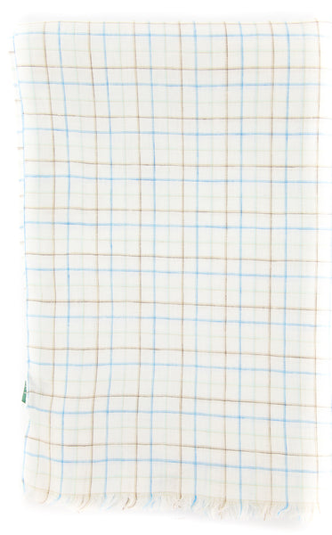 Luigi Borrelli Light Blue Check Long Scarf - 27" x 76" - (LBSS1249)