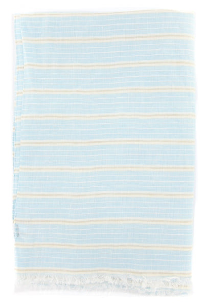 Luigi Borrelli Light Blue Striped Long Scarf - 68" x 27" - (LBSS12110)
