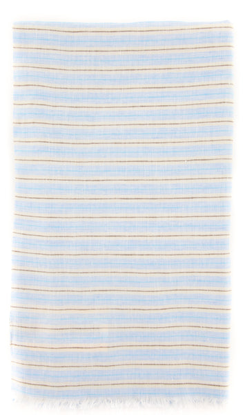 Luigi Borrelli Light Blue Striped Long Scarf - 52" x 27" - (LBSS12165)
