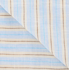Luigi Borrelli Light Blue Striped Long Scarf - 52" x 27" - (LBSS12165)