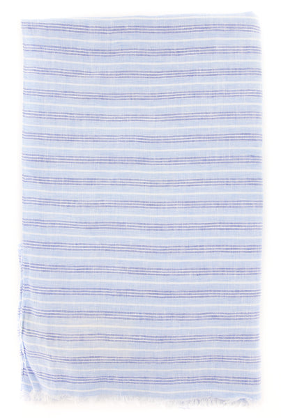 Luigi Borrelli Light Blue Striped Long Scarf - 66" x 27" - (LBSS12182)
