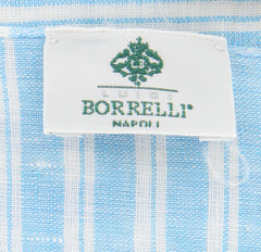 Luigi Borrelli Light Blue Striped Long Scarf - 74" x 27" - (LBSS12185)