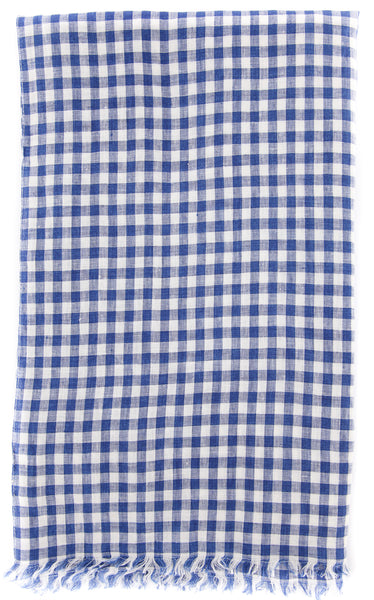 Luigi Borrelli Blue Check Long Scarf - 26.75" x 76" - (LBSS12213)