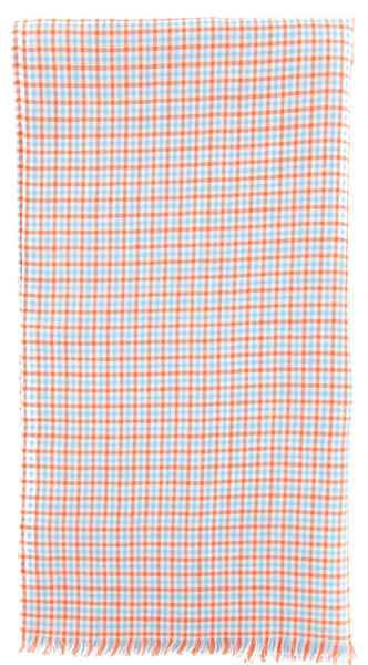 Luigi Borrelli Orange Check Long Scarf - 27" x 58" - (LBSS1261)