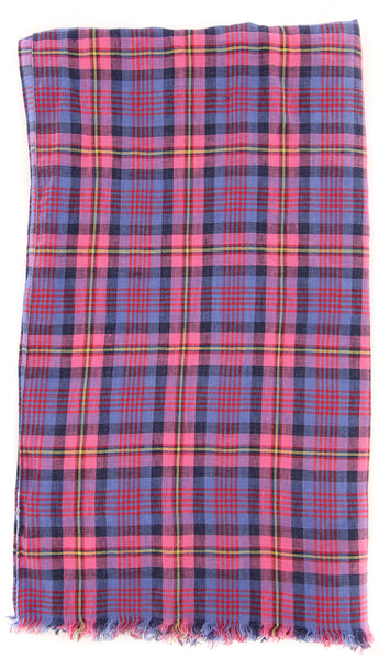 Luigi Borrelli Pink Plaid Long Scarf - 76" x 27" - (LBSS12184)