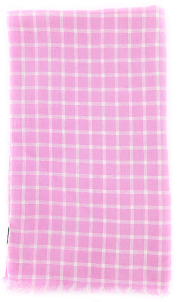 Luigi Borrelli Pink Plaid Long Scarf - 76" x 27" - (LBSS1246)