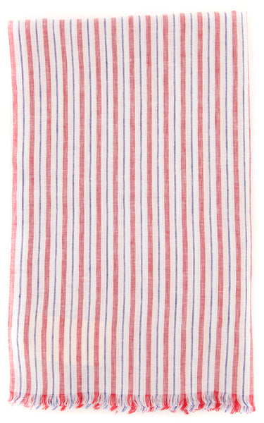 Luigi Borrelli Red Striped Long Scarf - 66" x 27" - (LBSS12170)