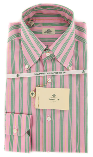 Luigi Borrelli Pink Striped Shirt - Slim - 15/38 - (DR1969OVIDIO)