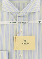 Borrelli Light Blue Striped Shirt - Extra Slim - 17/43 - (EV1583HILL)