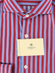 Luigi Borrelli Red Striped Shirt - Extra Slim - 18/45 - (EV1685HILL)