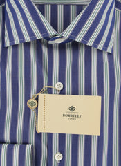 Luigi Borrelli Blue Striped Shirt - Extra Slim - 15/38 - (EV1707IVO)