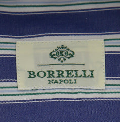 Luigi Borrelli Blue Striped Shirt - Extra Slim - 15/38 - (EV1707IVO)