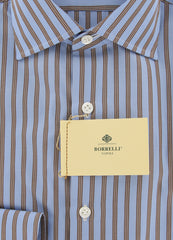 Borrelli Light Blue Striped Shirt - Extra Slim - 15.75/40 - (EV1726RIO)