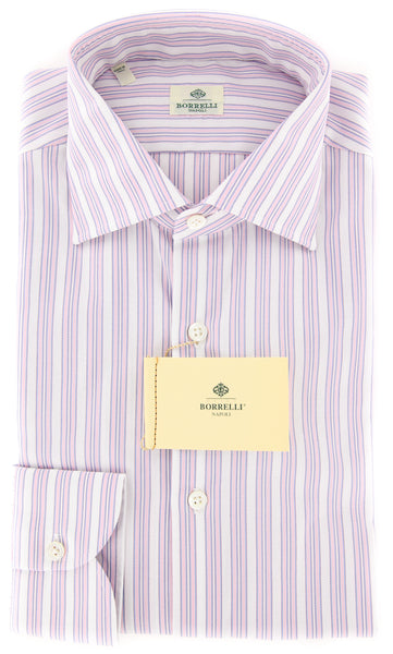 Luigi Borrelli Pink Striped Shirt - Extra Slim - 15.75/40 - (EV1814RIO)