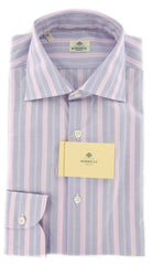 Luigi Borrelli Blue Striped Cotton Shirt - Extra Slim - 15.75/40 - (YQ)