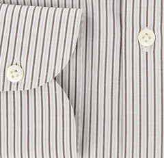 Borrelli Brown Striped Shirt - Extra Slim - 15.75/40 - (EV186NA35)