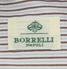 Borrelli Brown Striped Shirt - Extra Slim - 15.75/40 - (EV186NA35)