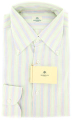 Luigi Borrelli Green Striped Shirt - Extra Slim - 17/43 - (EV252LIVIO)