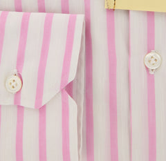 Luigi Borrelli Pink Striped Shirt - Extra Slim - 15/38 - (EV442RALPH)