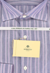 Borrelli Blue Striped Shirt - Extra Slim - 15.75/40 - (EV461GIANNI)