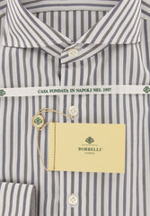 Borrelli Brown Striped Shirt - Extra Slim - 15.5/39 - (EV64760HILL)