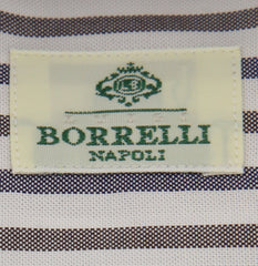 Borrelli Brown Striped Shirt - Extra Slim - 15.5/39 - (EV64760HILL)